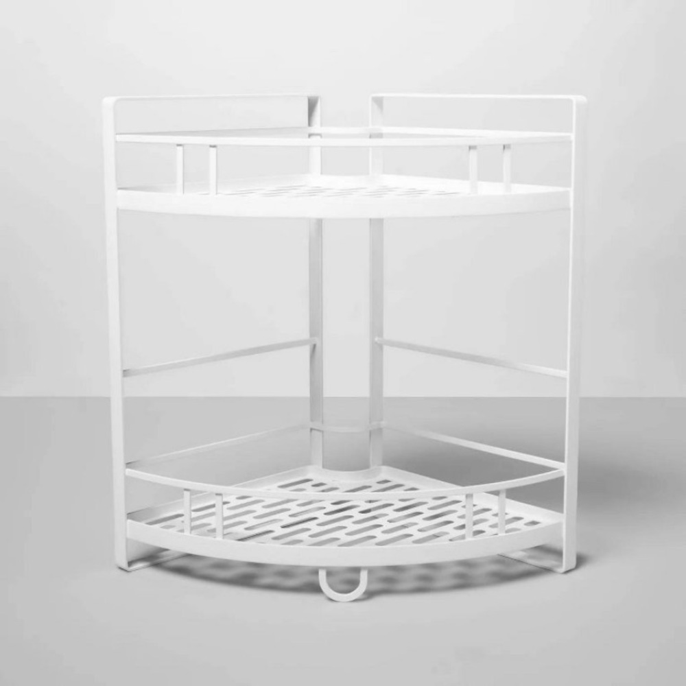 NWT Made By Design White 2 Tier Steel Corner Shelf